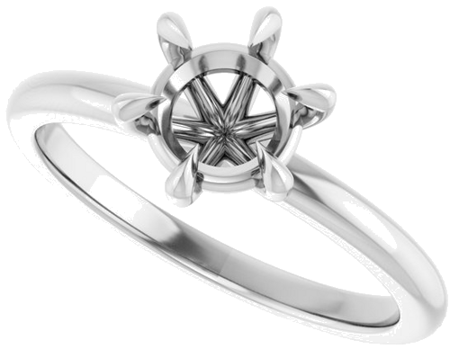 14K White 6.5 mm Round Solitaire Engagement Ring Mounting (5)