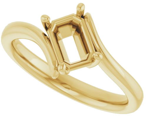 Sužadėtuvių Žiedas „Solitaire Bypass“ 14k yellow gold Emerald 7mm x 5mm (5)