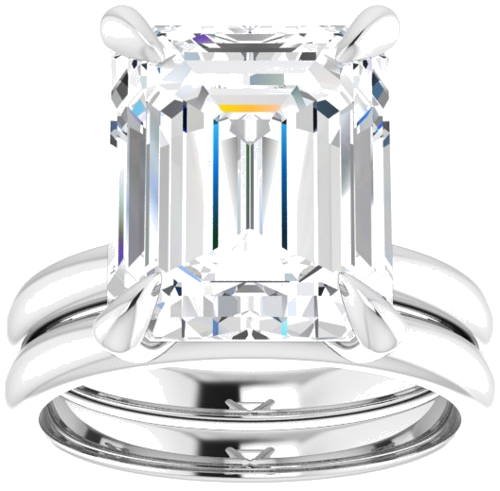 14K White  12x10 mm Emerald Solitaire Engagement Ring Mounting (8)