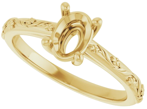 14K Yellow 7x5 mm Oval Solitaire Engagement Ring Mounting (5)