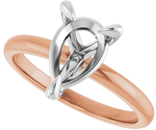 14K Rose White 10 x 7 mm Pear Engagement Ring Mounting (5)