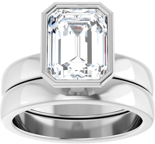 Sužadėtuvių Žiedas „Bezel-Set Solitaire“ 14k white gold Emerald 9mm x 7mm (8)