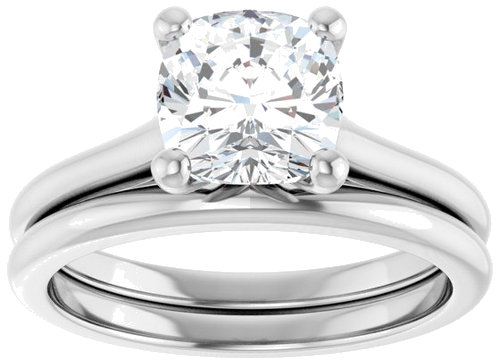 14K White 7 mm Cushion Solitaire Engagement Ring Mounting (8)