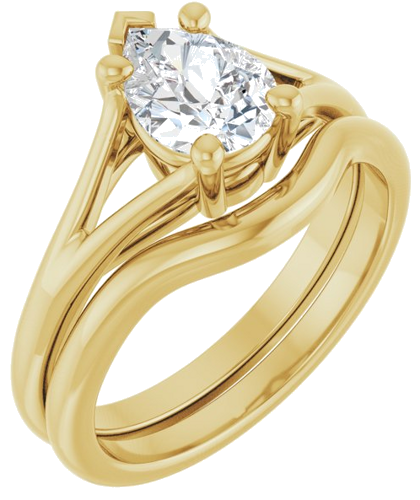 Sužadėtuvių Žiedas „Split Shank“ 585 Geltonojo Aukso Pear Shape 8mm x 6mm (6)