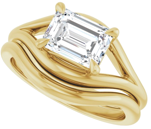 Sužadėtuvių Žiedas „Claw-Prong Solitaire“ 14k yellow gold Emerald 7.5mm x 5.5mm (10)