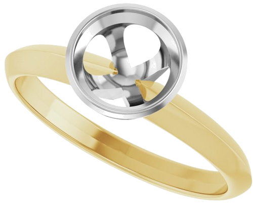 14K Yellow White 6.5 mm Round Solitaire Engagement Ring Mounting (5)