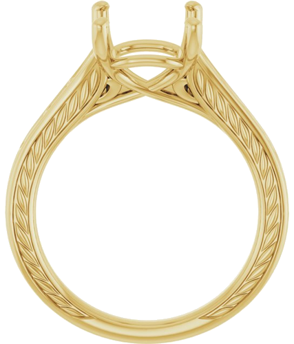 Sužadėtuvių Žiedas „Solitaire Scroll“ 14k yellow gold Emerald 10mm x 8mm (2)