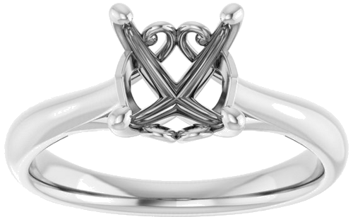 14K White  7 mm Cushion Solitaire Engagement Ring Mounting (3)