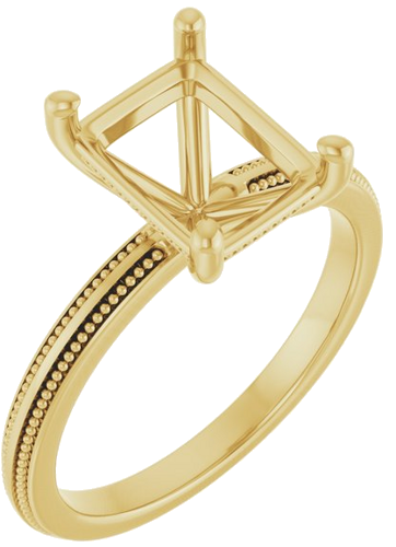 Sužadėtuvių Žiedas „Solitaire Milgrain“ 14k yellow gold Emerald 9mm x 7mm (1)