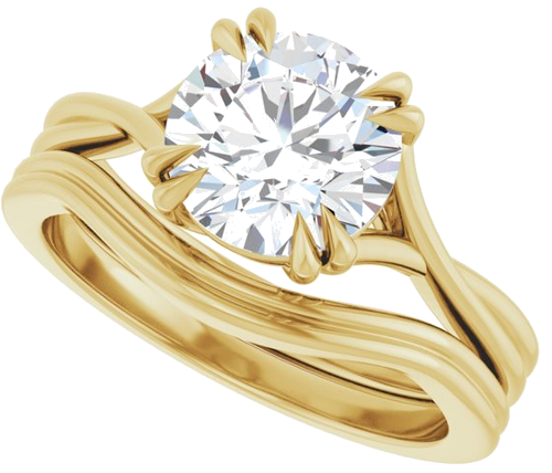 Sužadėtuvių Žiedas „Solitaire“ 585 Geltonojo Aukso Round 8mm (10)