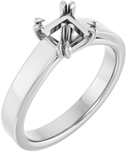 Sužadėtuvių Žiedas „Double Claw-Prong Solitaire“ 14k white gold Square 5.5mm (1)