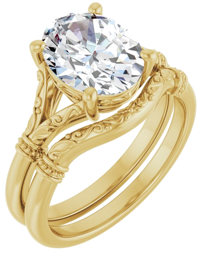 14K Yellow 10x8 mm Oval Solitaire Engagement Ring Mounting (6)