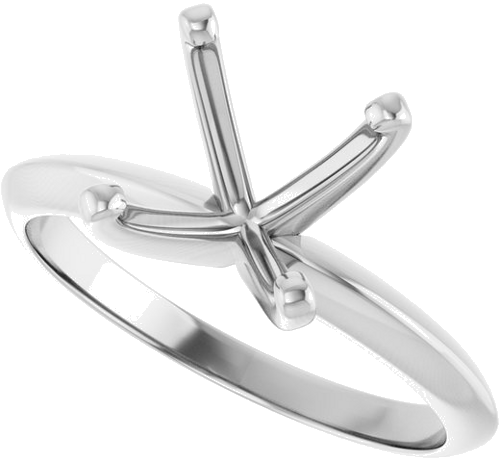 14K White 9.1-9.7 mm Round 4-Prong Light Solitaire Ring Mounting (5)