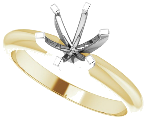 14K Yellow   White 6-6.6 mm Round 6-Prong Solitaire Ring Mounting (5)