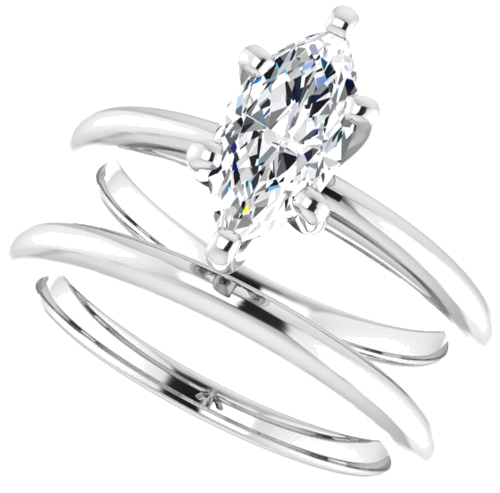 14K White  10x5 mm Marquise Solitaire Engagement Ring Mounting (10)
