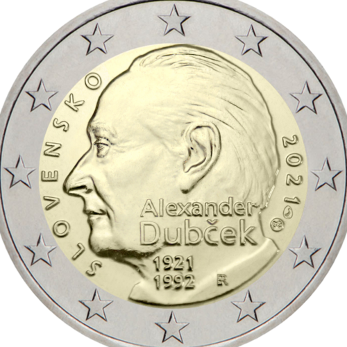 2021 Словакия Александр Дубчек монета 2 евро (2)
