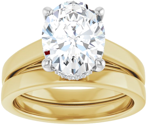 Sužadėtuvių Žiedas „Hidden Halo-Style“ 14k yellow/white gold Oval 10mm x 8mm (8)