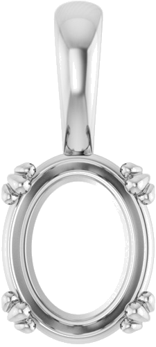 Pakabukas „Decorative Prong Solitaire“ 10k white gold Oval 10mm x 8mm (1)
