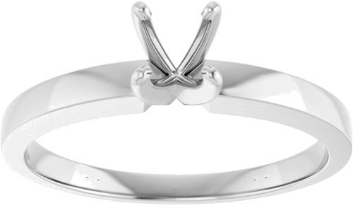 14K White 4.2-4.9 mm Round 4-Prong Solitaire Ring Mounting (3)