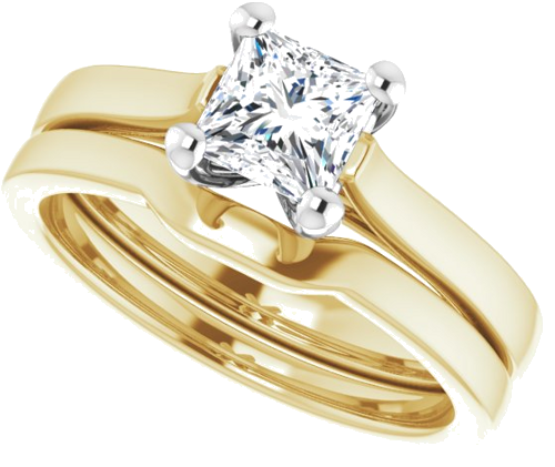 Sužadėtuvių Žiedas 10k yellow/white gold Square 5mm (10)