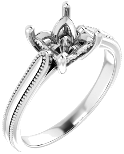 Sužadėtuvių Žiedas „Solitaire“ 14k white gold Square 6mm (1)