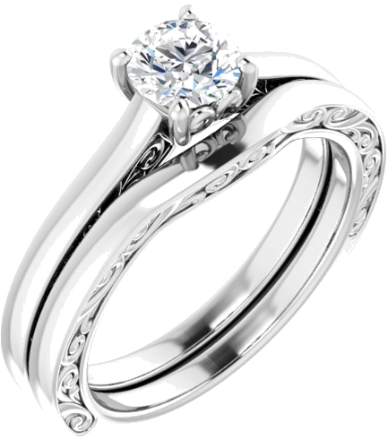 Platinum  5.2 mm Round Solitaire Engagement Ring Mounting (6)