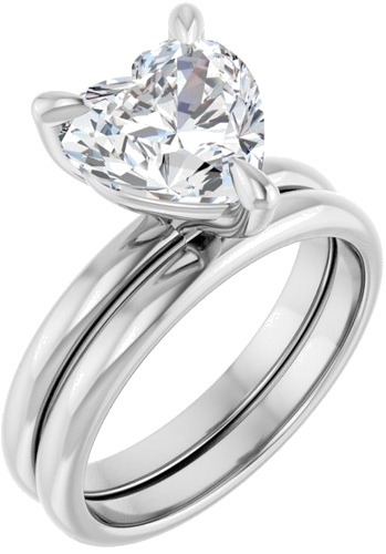 Sužadėtuvių Žiedas „Solitaire“ 14k white gold Heart 9mm (6)