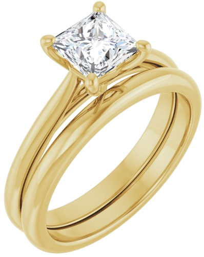 14K Yellow 5.5 mm Square Solitaire Engagement Ring Mounting (6)
