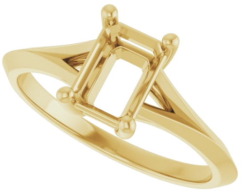 Sužadėtuvių Žiedas „Solitaire Split Shank“ 10k yellow gold Emerald 7mm x 5mm (5)