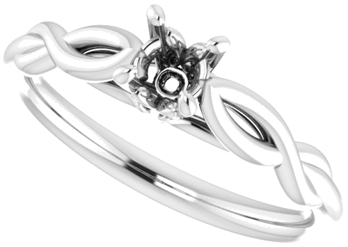 14K White  4.4 mm Round Solitaire Engagement Ring Mounting (5)