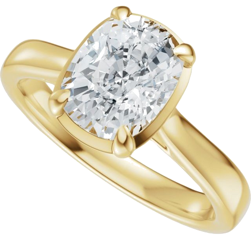 Sužadėtuvių Žiedas „Claw-Prong Solitaire Bezel-Style“ 14k yellow gold Elongated Cushion 8mm x 6mm (5)