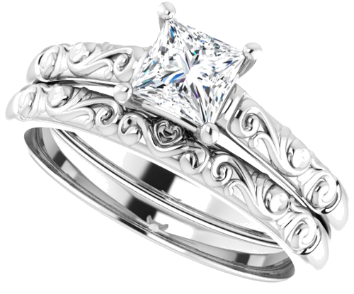 Sužadėtuvių Žiedas „Solitaire“ 950 Platinos Square 4.5mm (10)