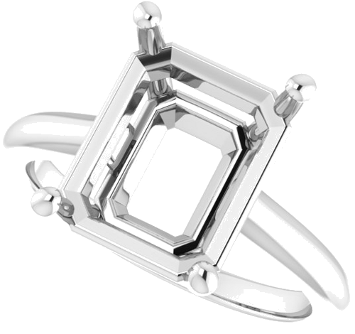 Sterling Silver 11x9 mm Emerald Solitaire Engagement Ring Mounting (5)