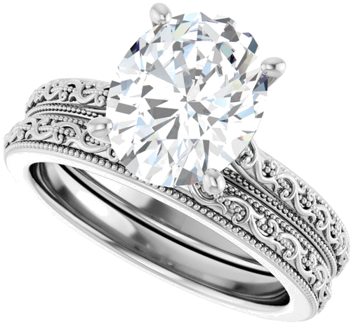 Sužadėtuvių Žiedas „Solitaire Sculptural“ 14k white gold Oval 10mm x 8mm (10)