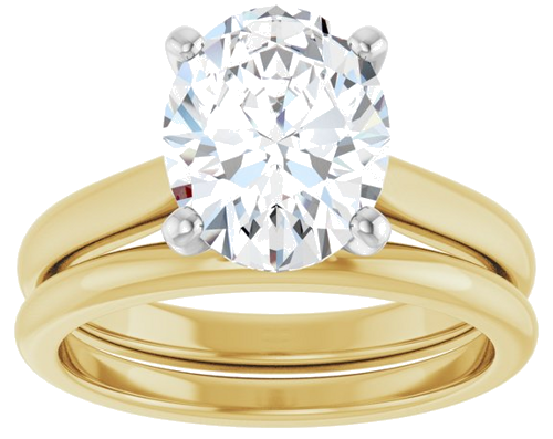Sužadėtuvių Žiedas 14k yellow/white gold Oval 10mm x 8mm (8)