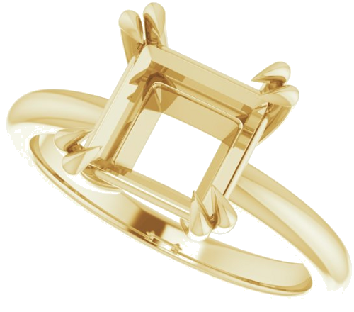 Sužadėtuvių Žiedas „Double Claw-Prong Solitaire“ 14k yellow gold Square 8mm (5)
