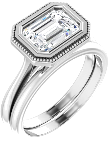 14K White 8x6 mm Emerald  Solitaire Engagement Ring Mounting (6)