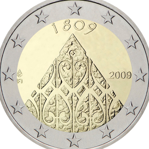 2009 Финляндия 200-летие финской автономии и сейма в Порвоо монета 2 евро (2)