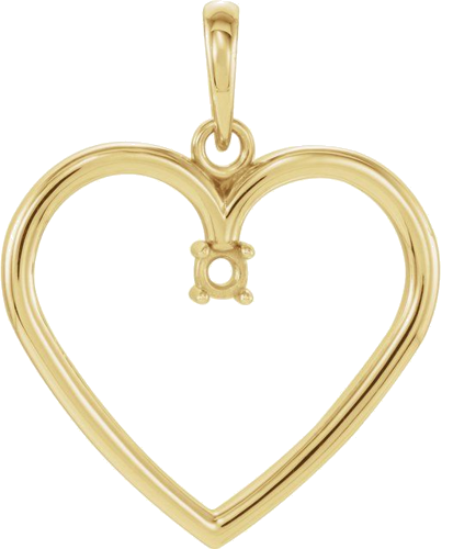14K Yellow 2 mm Round Heart Pendant Mounting (1)