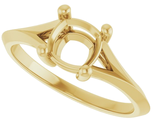 Sužadėtuvių Žiedas „Solitaire Split Shank“ 14k yellow gold Cushion 6mm (5)