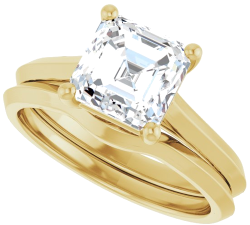 14K Yellow 7 mm Asscher Solitaire Engagement Ring Mounting (10)