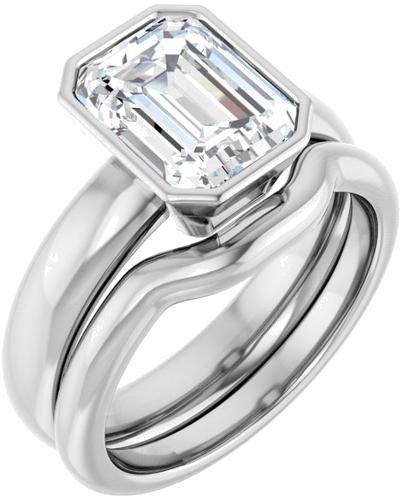 14K White 9x7 mm Emerald Engagement Ring Mounting (6)