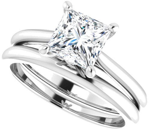 14K White 6 mm Square Solitaire Engagement Ring Mounting (10)