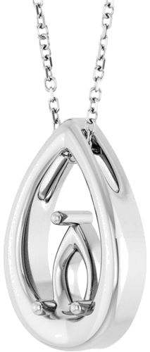 Pakabukas „Solitaire“ 14k white gold Pear 7mm x 5mm (2)