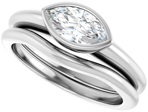 Sužadėtuvių Žiedas „Bezel-Set Solitaire“ 14k white gold Marquise 8.5mm x 4.5mm (10)