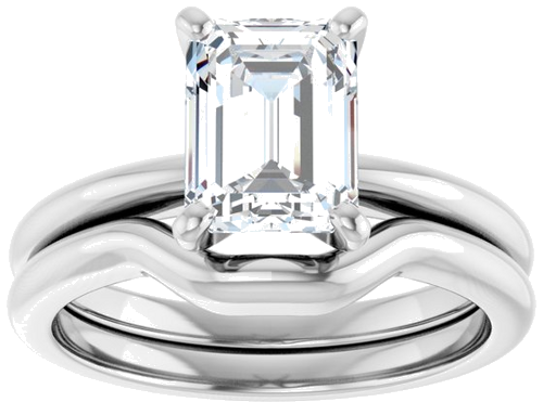 14K White  8x6 mm Emerald Solitaire Engagement Ring Mounting (8)