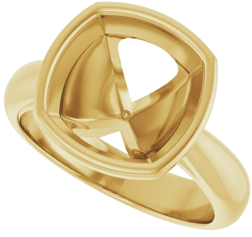 Sužadėtuvių Žiedas „Bezel-Set Solitaire“ 14k yellow gold Cushion 10mm (5)