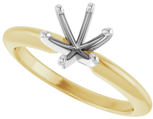 14K Yellow   White 6-6.6 mm Round 6-Prong Comfort-Fit Solitaire Ring Mounting (5)