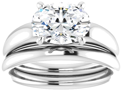 Sužadėtuvių Žiedas 14k white gold Oval 9mm x 7mm (8)