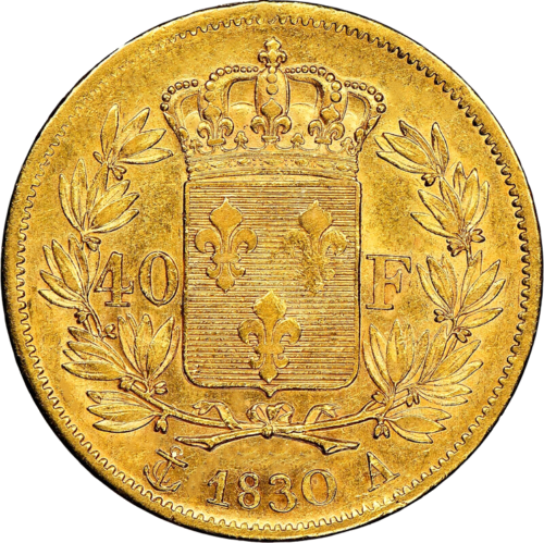 40 франка Чарлз X (1824-1830) Златна монета Кралство Франция (2)